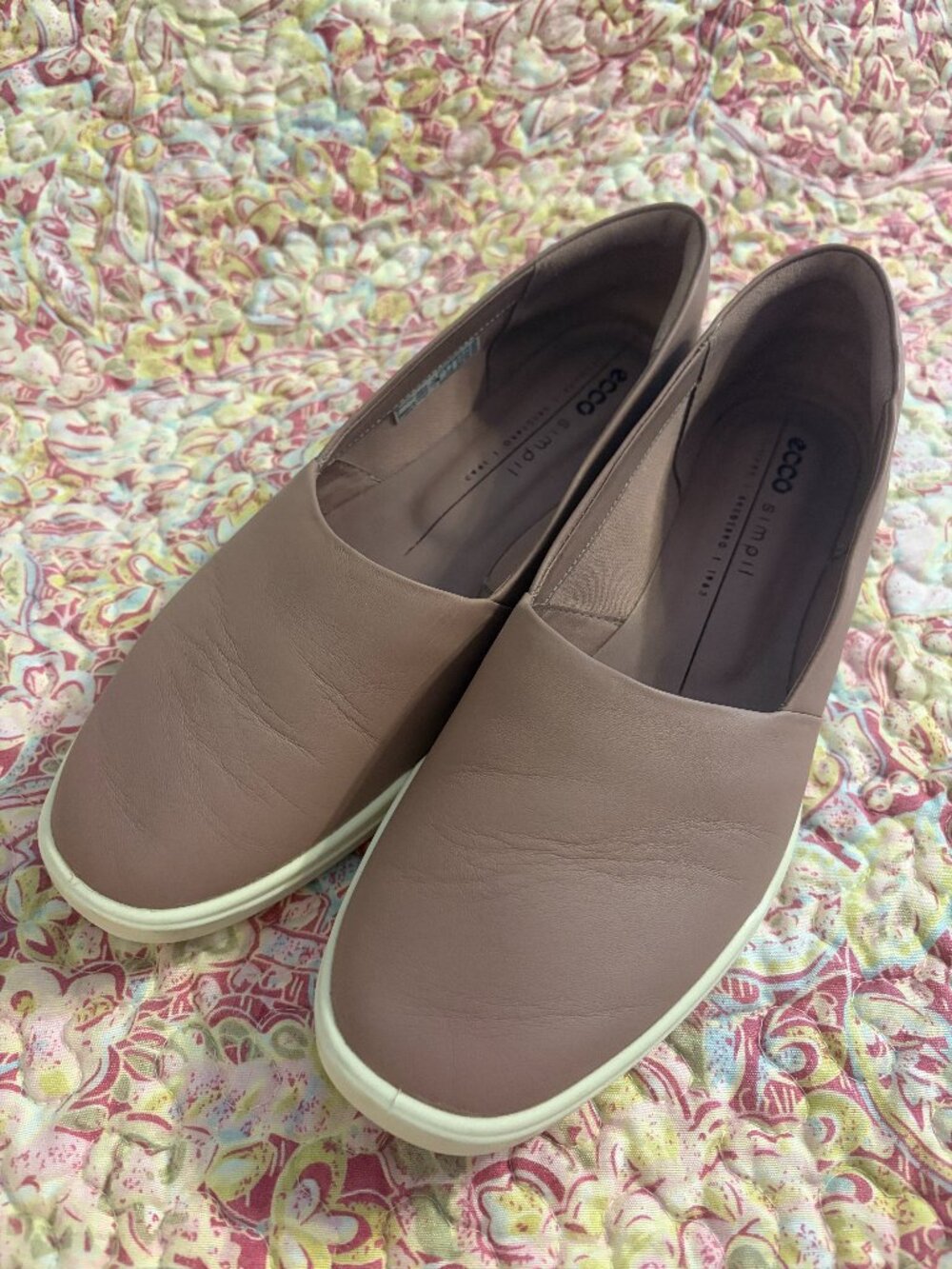 Ecco Women's Simpil Woodrose Pink Leather Espadrille Loafers, size US8-8.5-EU39